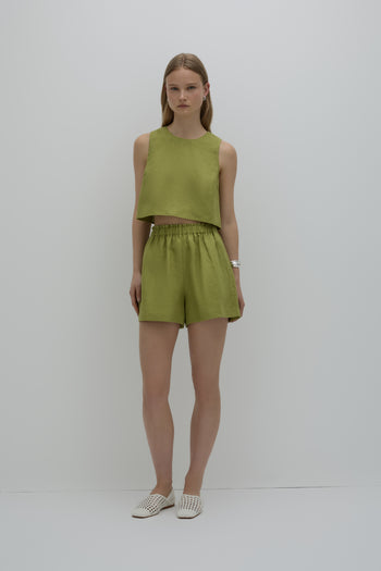 Sian Linen Top - Fern