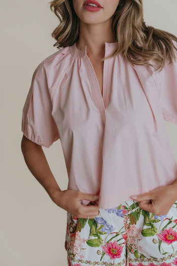 Henley Top - Light Pink