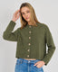 Nina Crewneck Crewneck Cardigan - Olive