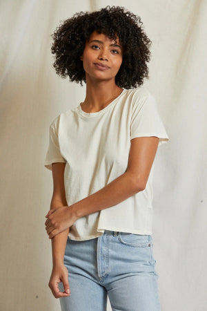 Harley - Cotton Boxy Crew Tee - Bright Ivory