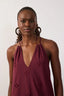 Cut-out Neck Ties Maxi Dress - Wine Outono