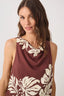 Draped Neck Back	Ties	Sleeveless Blouse - Brown Bela Flor