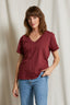 Hendrix - Cotton Boxy V Neck Tee - Cranberry