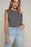 Drop Shoulder Top - Charcoal