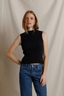 Violet Sweater Rib Top - True Black