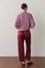 Silk Stripe Crop Pant - Oxblood