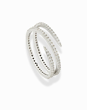 Greer Pave Spiral Ring - Sterling Silver