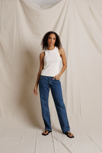 Daphne Structured Rib High Neck Tank - Bright	Ivory