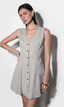 Zora Canvas Stripe Buttton Drown Mini Dress - Ivory/Black