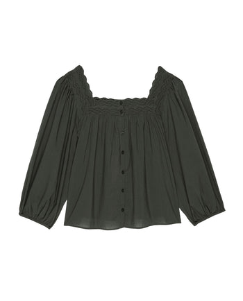 The Eyelet Button Sleep Top - Black
