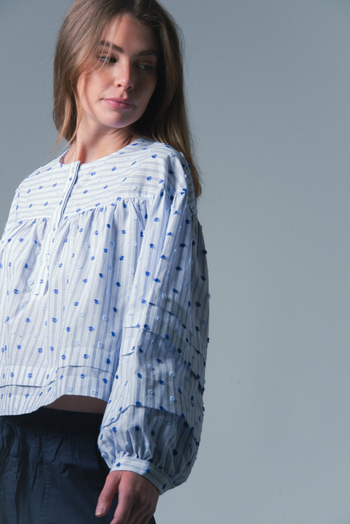The Callah Shirt - Blue Dot Stripe