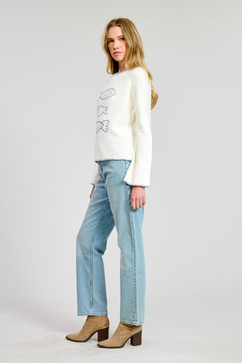 Embroidered Fish Sweater