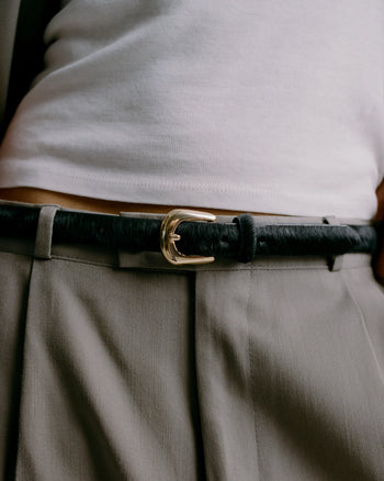 Kennedy Mini Calf-Hair Belt - Black/Gold