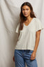 Hendrix - Cotton Boxy V Neck Tee - Oatmeal