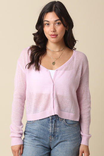 Cardigan Sweater - Pink Lilac