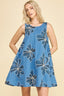 Embroidered Flowers Swing Dress