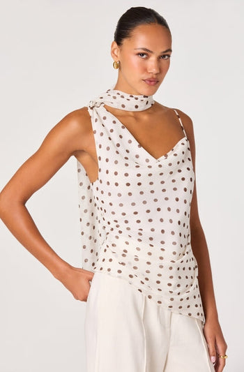 Adrie Top - Cream Polka Dot