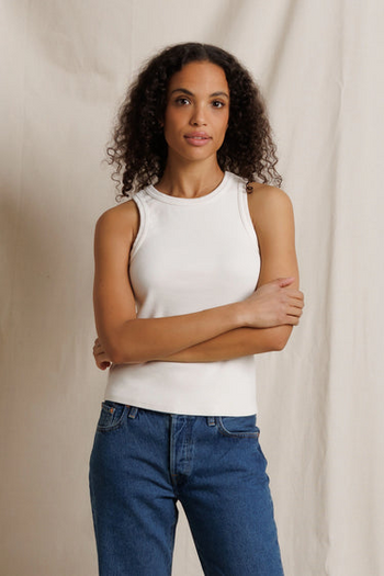 Daphne Structured Rib High Neck Tank - Bright	Ivory