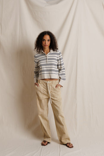 Ximena Sweater - Oatmeal Heather/Turbulence Stripe