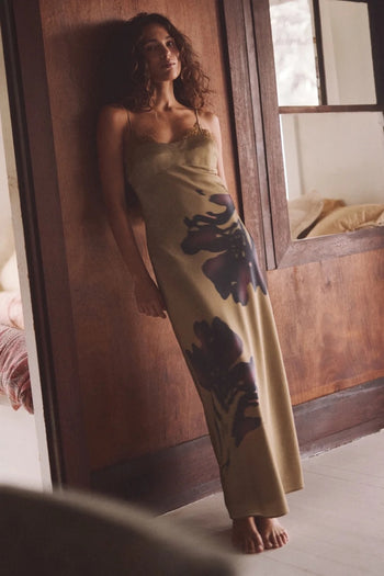 Tily Maxi Dress - Olive Stencil