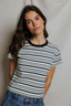 Dawn Supima Cotton Tee - Navy Pacific Stripe