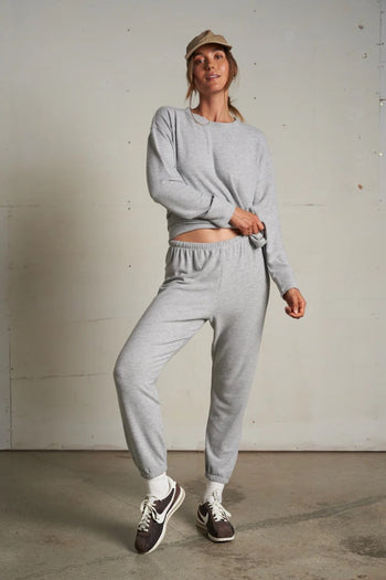 Selma - Brushed Sweater Jersey Pullover - Heather Grey