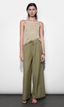 Paisley Wide Leg Pull On Pant - Olive