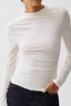 Nathalia Long Sleeve Draped Mock Neck - Soft White