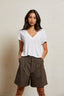 Rosie - Linen Jersey Spandex V Neck - Natural