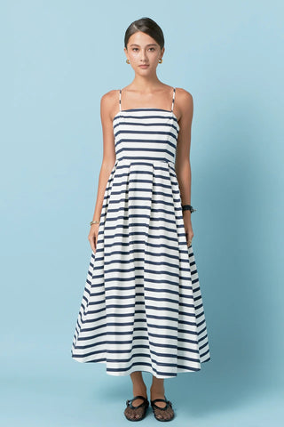 Striped Midi Dress - Navy/White