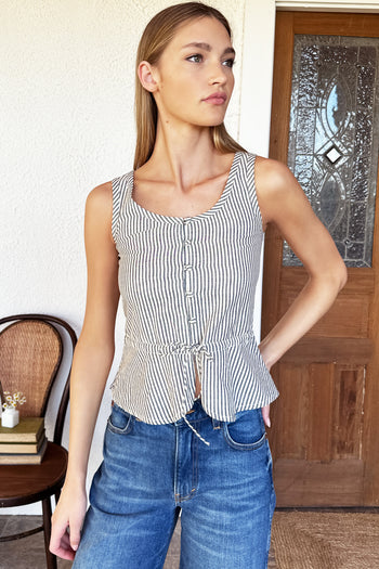 Studio Peplum Top - Newburyport Stripe