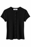 Miriam Luxe Rib Button-up Short Sleeve - True Black
