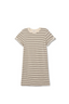 Nella Loop Terry Short Sleeve Dress - Natural/Chocolate Stripe