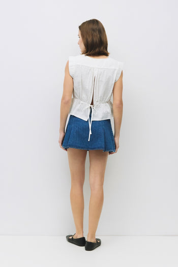 Seersucker Peplum Top