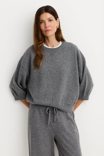 Indira Cashmere Top - Heather Ash