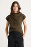 Kenny Asymmetric-Neck Tee - Green	Umber
