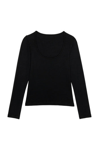 Baby Rib Scoop Neck - Jet