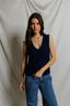 Peggy Cotton Sweater Tank Top - Navy