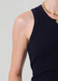 Inez Waffle Tank - Navy