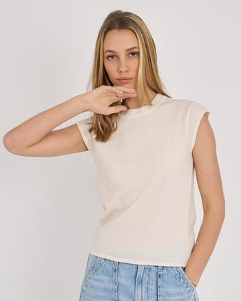 Avery Cashmere Solid Tee - Ecru