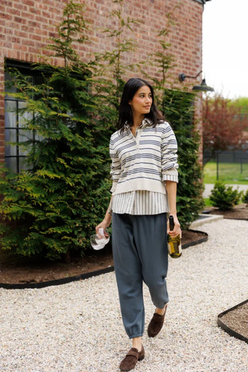 Ximena Sweater - Oatmeal Heather/Turbulence Stripe