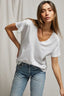 Hendrix - Cotton Boxy V Neck Tee - White