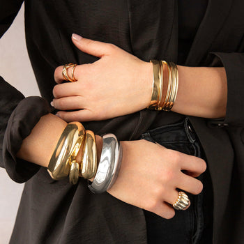 Domed Bangle - Silver