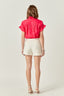 Linen Ruffle Shirt - Red