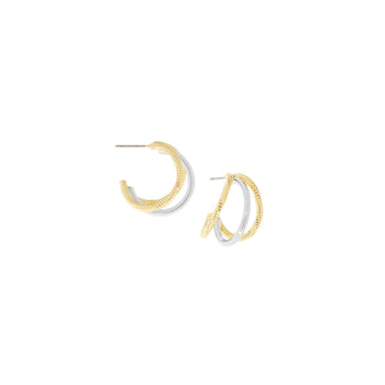 Etched Triple Hoop Post Earring