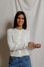 Ada Pointelle Long Sleeve Sweater - White