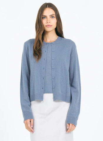 Forbes Cashmere Cardigan - Cadet