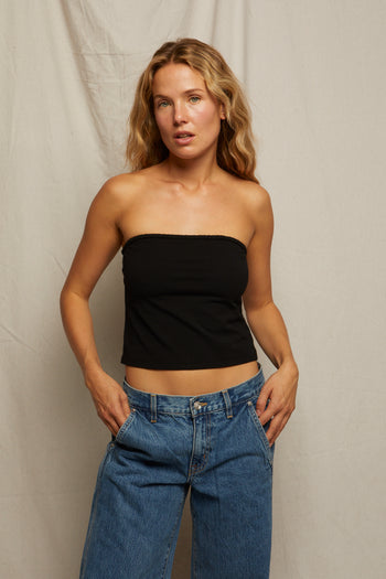Vera - Cotton Spandex Tube Top - True Black