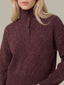 Boxy Snap Front Henley - Italian Plum Melange
