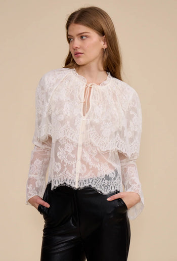 Lili Lace Capelet Top - Ivory